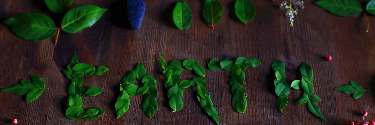 Earth spelled out using bright green leaves | Sparkhouse Blog